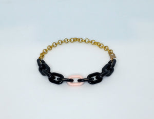 Black with Pink and Gold - Half & Half Bracelet