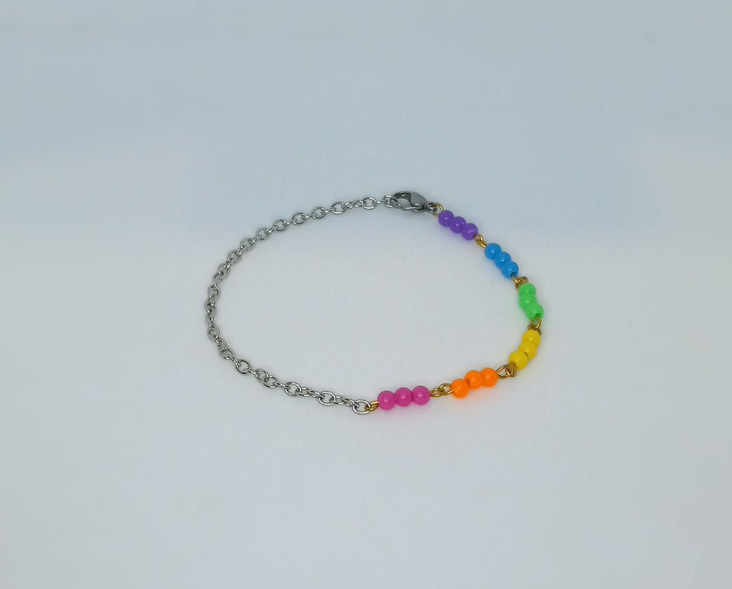 Rainbow Circle Beads - Half & Half Bracelet