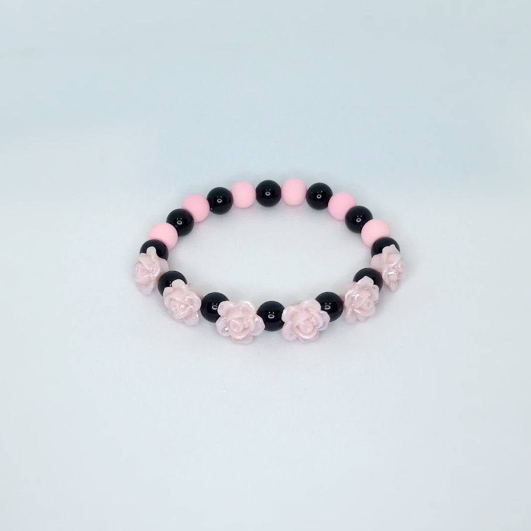 Pink and Black Flower - Half & Half Bracelet