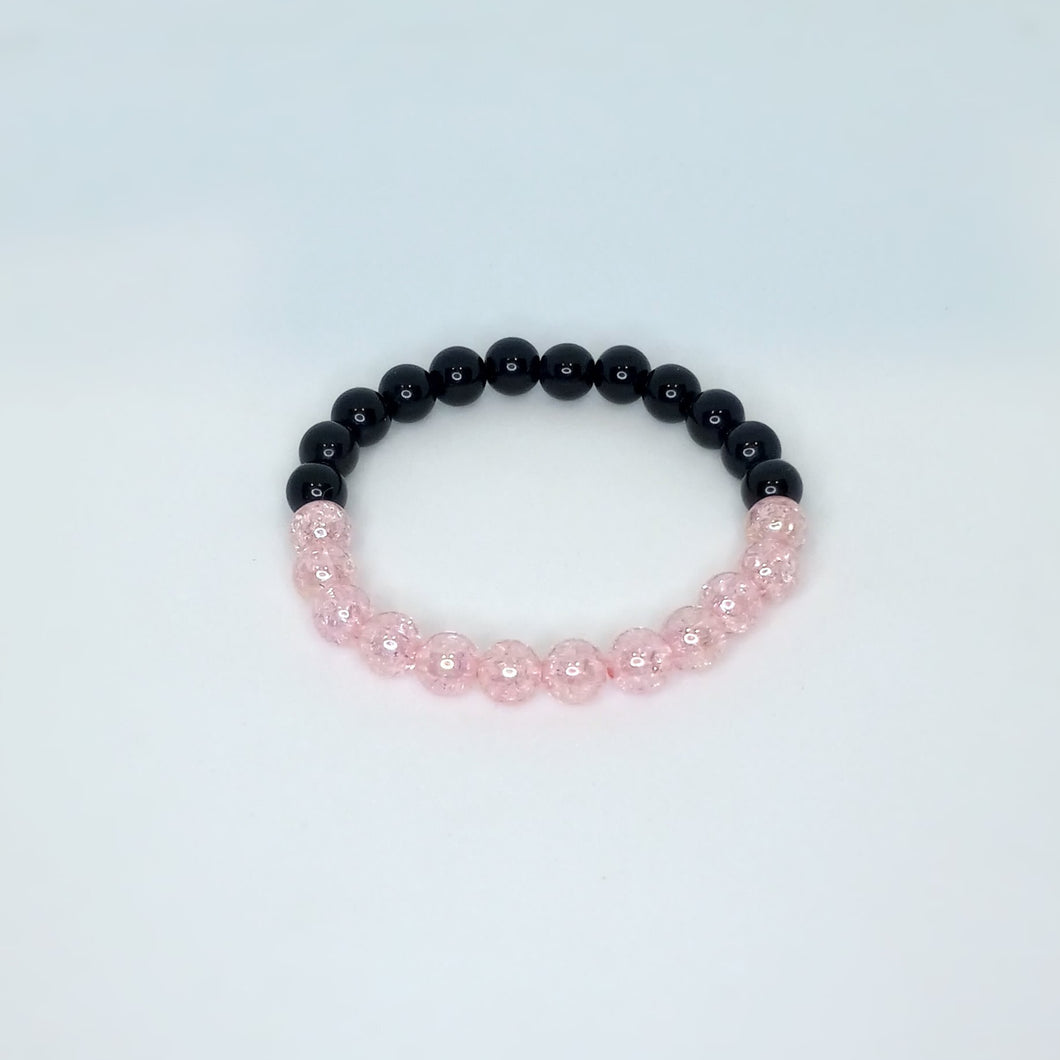 Pink and Black Bead - Half & Half Bracelet