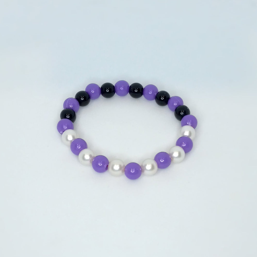 Purple, Black Beads, and Pearls - Half & Half Bracelet