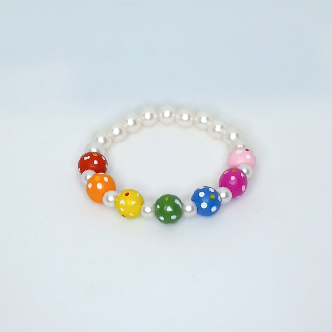 Rainbow beads with Pearls - Half & Half Bracelet