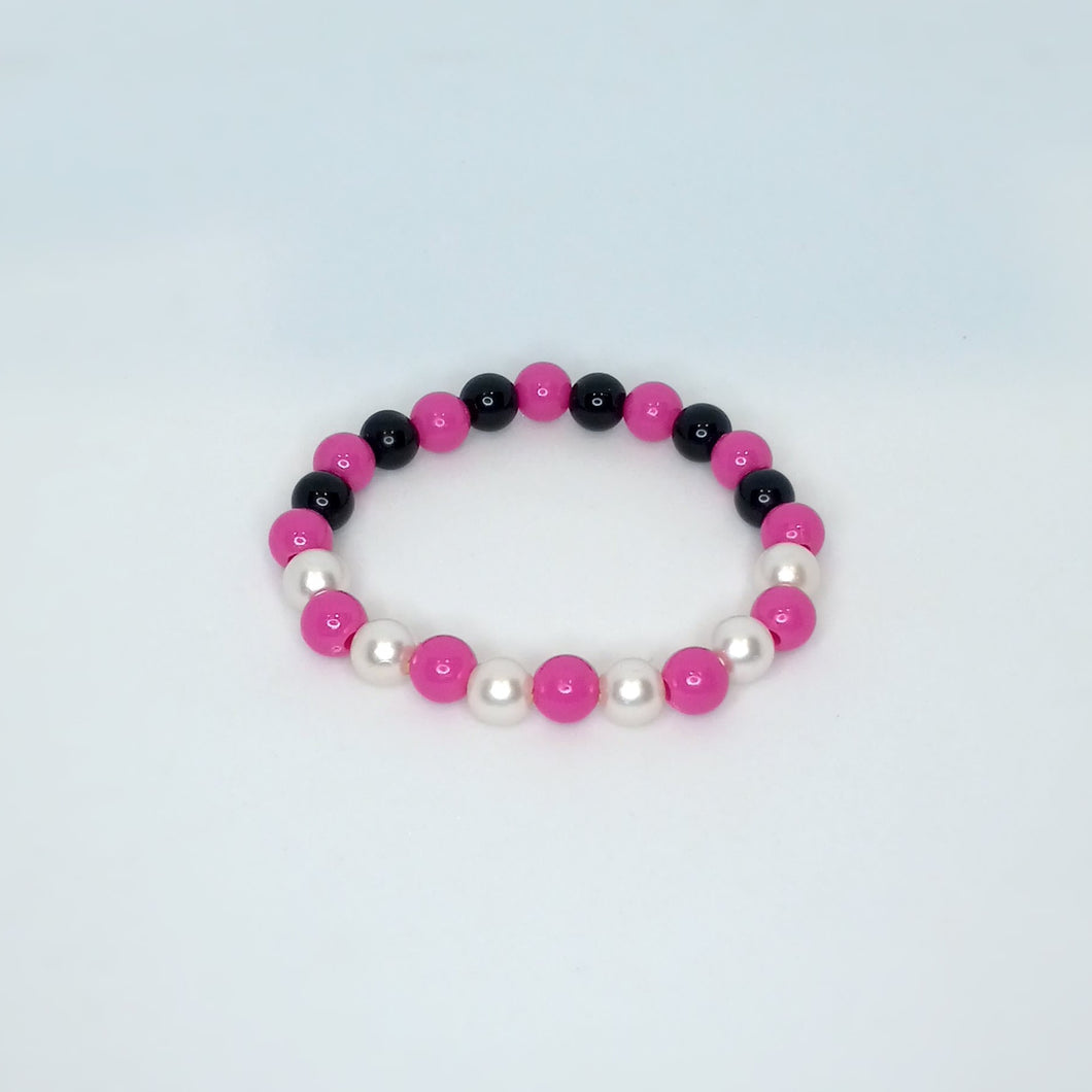Pink, Black Beads, and Pearls - Half & Half Bracelet
