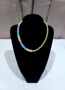 Rainbow Heart and Pearls - Half & Half Necklace