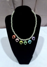 Load image into Gallery viewer, Pearl Necklace with Rainbow Hearts
