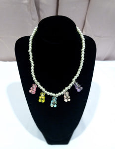 Pearl Necklace with Colorful Gummy Bears