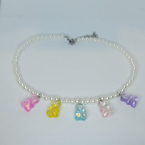 Pearl Necklace with Colorful Gummy Bears