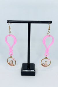 Keychain Earrings - Pink Cat