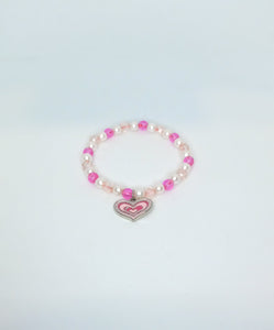 Pink, White, and Pearl Bead Bracelet