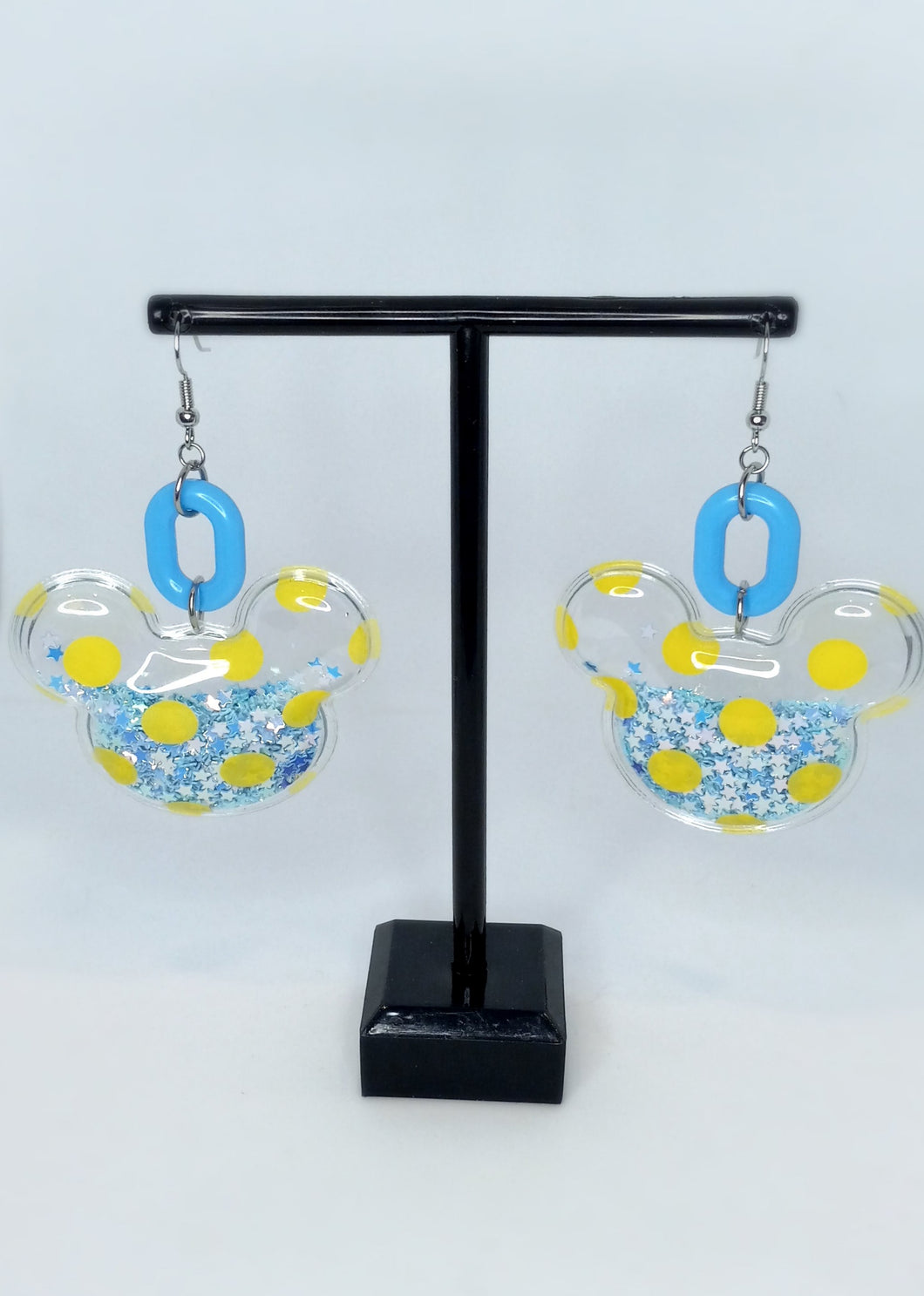 Blue and Yellow Mouse with One Link - Mix Match Earrings