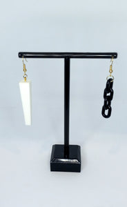 White Crystal with Black Link - Mix Match Earrings
