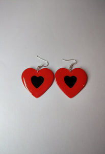 Red and Black Heart Earrings