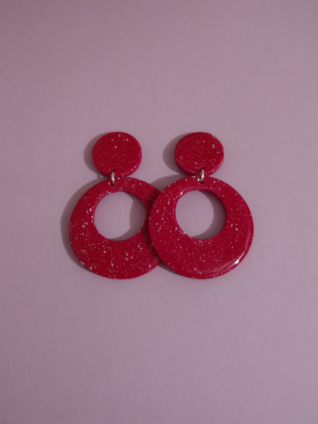 Red with White Speckle Earrings