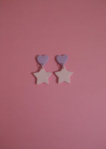 Spring Star and Heart Earrings (Purple and Pink)