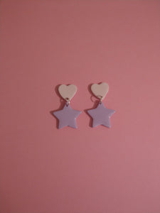 Spring Star and Heart Earrings (Pink and Purple)