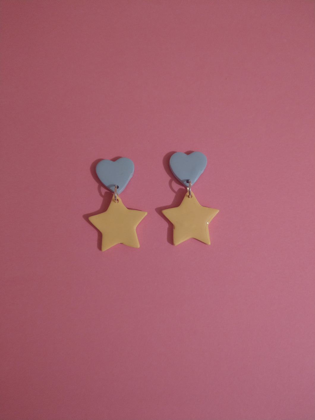 Spring Star and Heart Earrings (Blue and Yellow)