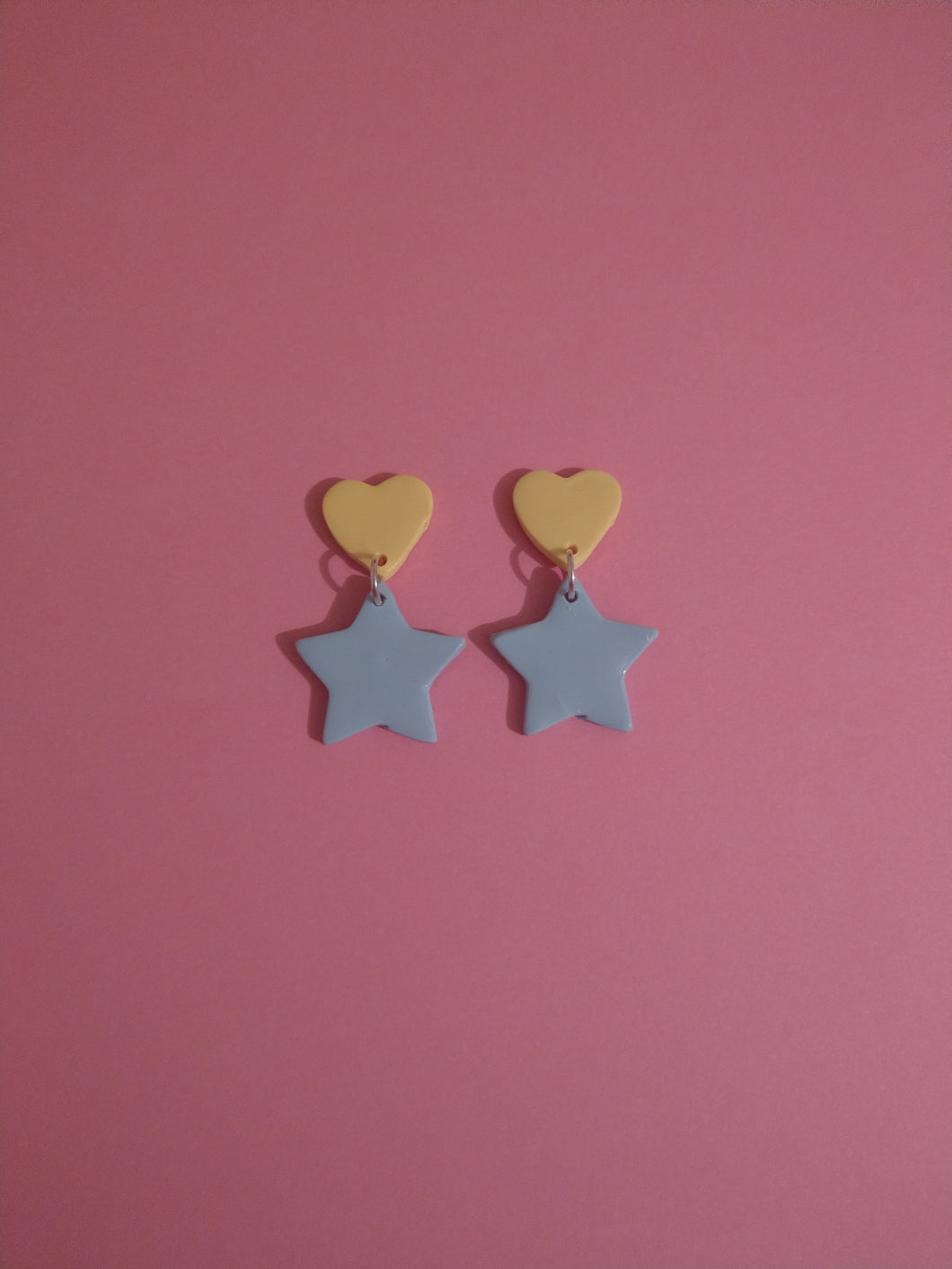 Spring Star and Heart Earrings (Yellow and Blue)