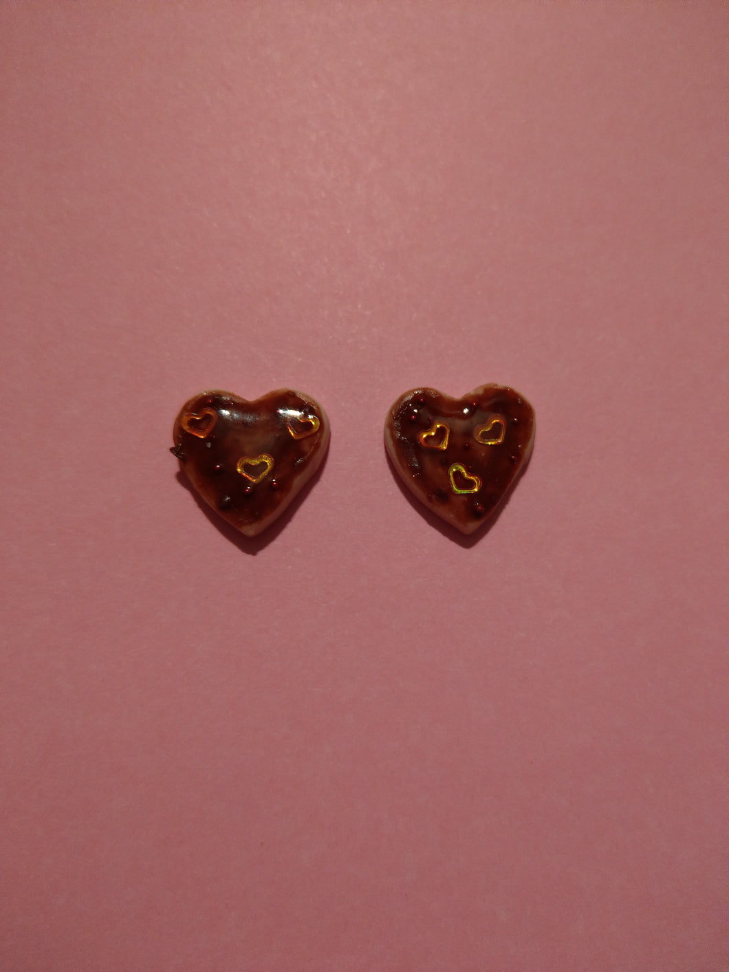 Chocolate Heart Cookie Earrings