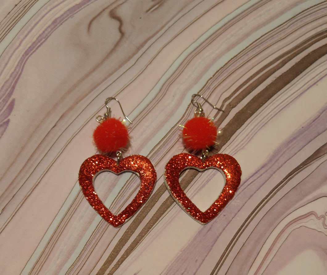 Glitter Heart Earrings