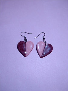 Half and half heart earrings