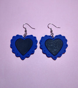 Lace Heart earrings V2 Blue and Black